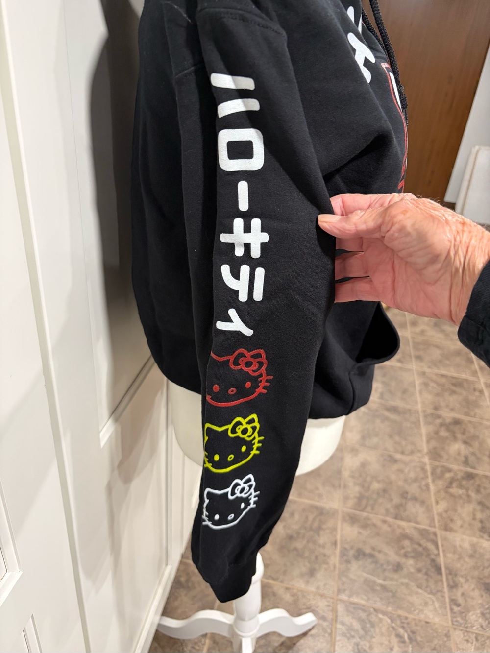 Hello Kitty Black Pullover Hoodie with Red Bow Accent - Picture 3 of 4